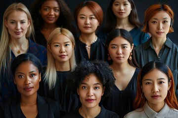 Wall Mural - group of diverse businesswomen having a virtual video conference call from their home offices.
