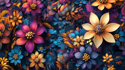 Canvas Print - Vibrant Floral Tapestry