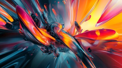 Wall Mural - Abstract Liquid Swirls in a Spectrum of Hues, Digital Art, 3D Render, Abstract Art, Abstract Background, Digital Painting, Liquid Art