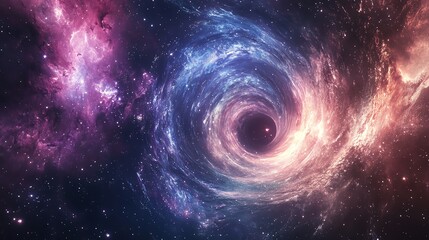 Wall Mural - A swirling black hole in a colorful galaxy.