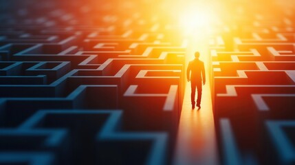 Wall Mural - navigating the maze of sales: a figure navigating through a maze with walls made of sales graphs and