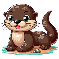 Poster - Cute Otters Vector Cartoon illustration