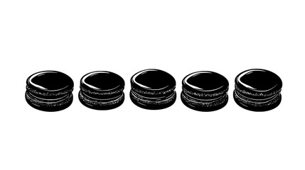 Several macarons arranged in a straight line, evenly spaced, vector illustration art