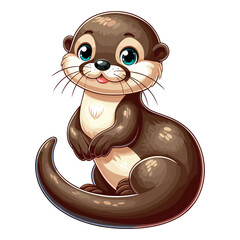 Poster - Cute Otters Vector Cartoon illustration