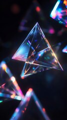 Poster - Abstract crystal glass triangles refracting light