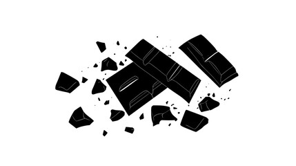 Wall Mural - Milk chocolate broken into pieces, some scattered around, vector illustration art