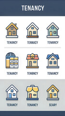 Tenant vector icon in 6 different modern styles. Black, two colored tenant icons designed in filled, outline, line and stroke style. Vector illustration can be used for web, mobile, ui