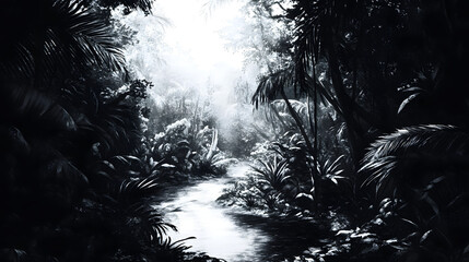 Monochromatic Jungle with Dramatic Contrasts