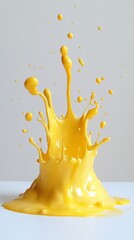 Wall Mural - Yellow paint splashing and forming a crown shape