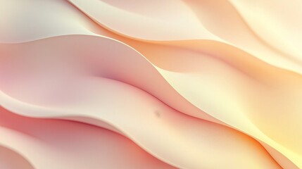 Wall Mural - Abstract Fluid Texture Soft Peach and Cream Curving Lines, 3D Render, Abstract, Background, Wallpaper