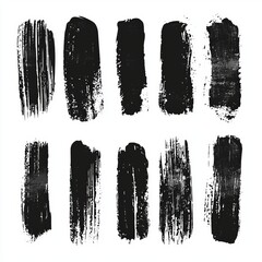 Wall Mural - Five bold, black brush strokes, isolated on a white background. Great for adding a touch of abstract expression to your projects.