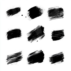 Canvas Print - 5 bold, black brush strokes on a white background. Perfect to add a touch of abstract expression to your designs.