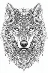 This captivating illustration features a powerful wolf adorned in intricate patterns.