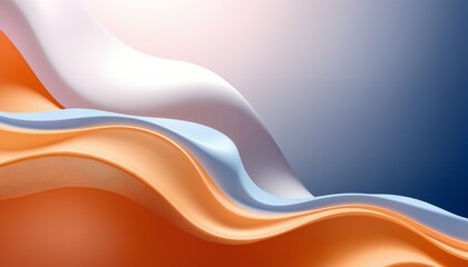 Wall Mural - a vibrant abstract background with flowing waves of orange and white, enhanced by a gradient blue ba