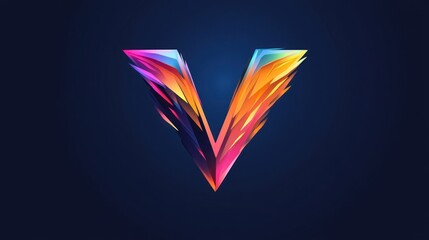 Wall Mural - Abstract Letter V with Gradient Color