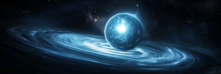 Wall Mural - a mesmerizing cosmic scene depicting a brilliant neutron star, radiating energy and surrounded by a 