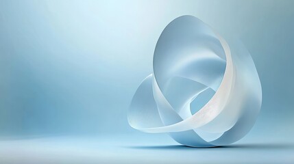 Wall Mural - a minimalist abstract image featuring a swirling, intertwined shape in pale blue on a soft blue back