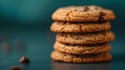 Wall Mural - chocolate chip cookies on wooden table