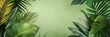 © Nima - A vibrant image showcasing a lush border of tropical leaves, including palm fronds, monstera, and banana leaves, against a soft green background. The image evokes a sense of tranquility, nature, and e