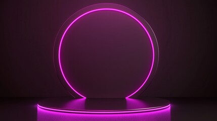 Poster - Product Photography Setup: A Circular Platform with Neon Lights