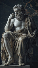  Sculpture of philosopher deep in thought, showcasing intricate details and emotion