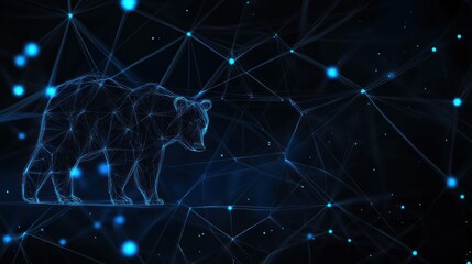 Sticker - A digital bear silhouette amidst a network of glowing blue connections.