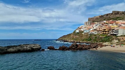 Poster - Sardegna, Italy. beautiful medieval coastal town Castelsardo in the north of the island, province of Sassari.  4k hd video
