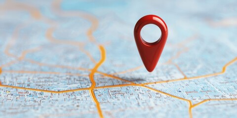 red location pin placed on a map, representing navigation and geolocation.