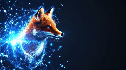 Sticker - A digital fox illustration with a glowing, abstract design representing technology and nature.