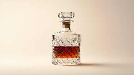 Wall Mural - A crystal decanter filled with amber liquid, showcasing elegance and sophistication.