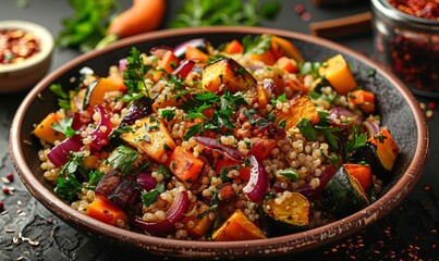 Wall Mural - Roasted vegetable and millet salad, with herbs