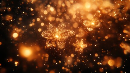 Wall Mural - A display of transparent fireworks creating a magical effect against a dark backdrop