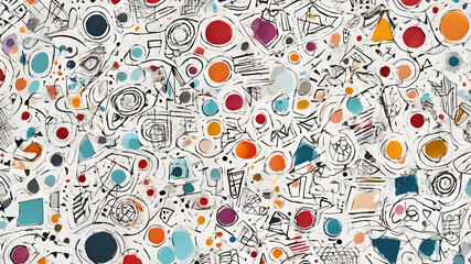 Hand drawn geometric seamless  Round circular dot  polka dot pattern. doodle.  AI generated image, ai