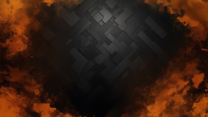 Wall Mural - Black and orange abstract gaming background. Generative Ai.