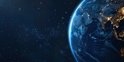 Wall Mural - earth from space showing illuminated cities at night.