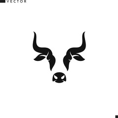 Wall Mural - Cow head icon. Farm animal sign. Isolated cow on white background