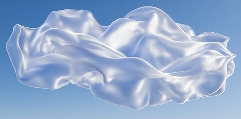 The blue and white fabric appears weightless and untethered, creating a feeling of freedom and lightness.