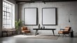 © MaC GFX Studio - Captivating of a white background frame mockup set in an industrial inspired open concept loft generative AI