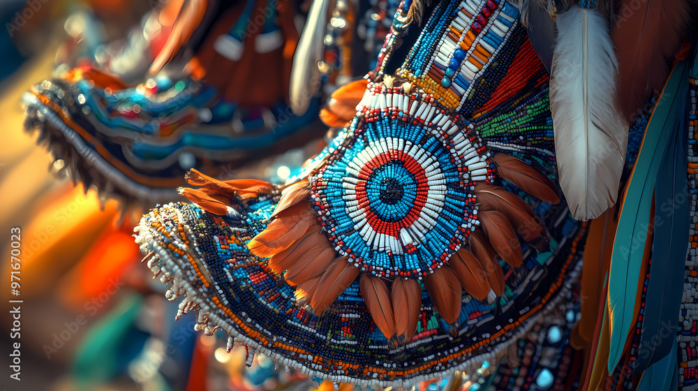 Intricate beaded native american moccasins and regalia at powwow in ...