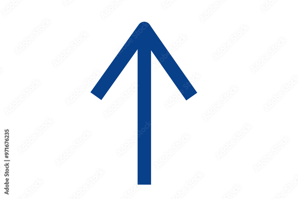 Blue straight arrow up icon on transparent background. flat style ...