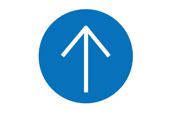 White arrow graph up direction isolated on blue circle png file type transparent background