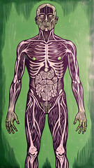 Poster - Man with pathology. 3d body of boy. Male human figure.