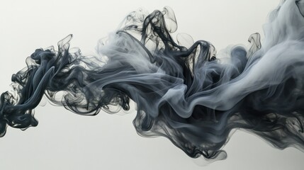 Canvas Print - Abstract Swirling Black and Grey Ink in Water