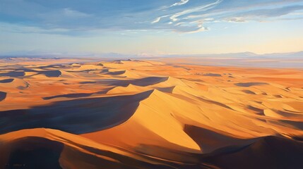 Poster - An Aerial View of Rolling Sand Dunes in a Desert Landscape