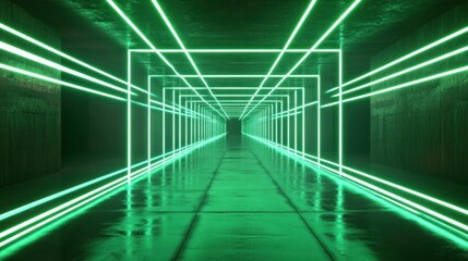 Wall Mural - Neon Green Corridor