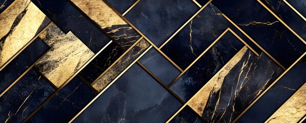 Canvas Print - Abstract Black and Gold Marble Background