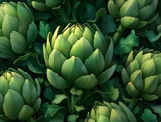 Sticker - Green Artichoke Flower Background