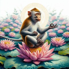 Wall Mural - oil painting of a monkey