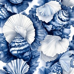 Wall Mural - Sea Shell Abstract Watercolor Pattern