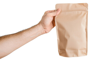 Poster - PNG  Coffee pouch bag holding hand white background.